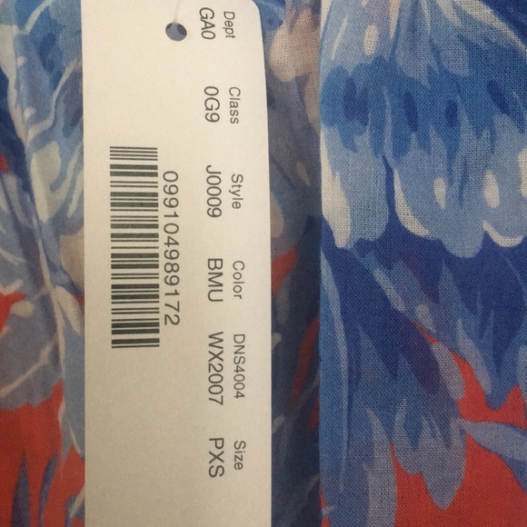 NWT J. Crew Ratti Red Orange & Light Blue Floral Blouse w/ Ruffle - XS P - Picture 12 of 12